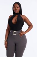 Mock-Neck Bodysuit in Black