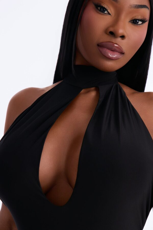 Mock-Neck Bodysuit in Black