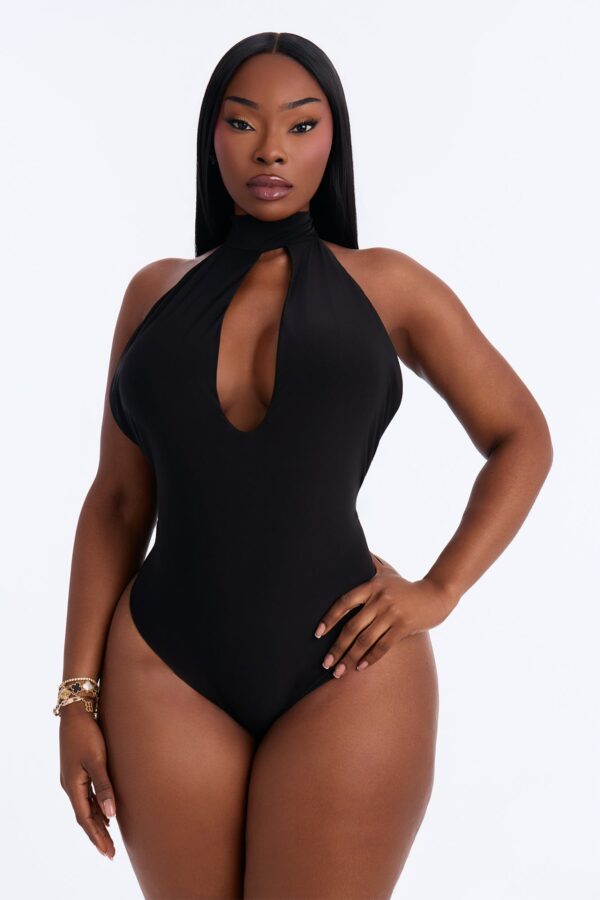 Mock-Neck Bodysuit in Black