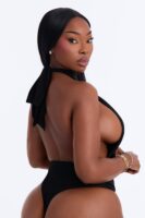 Mock-Neck Bodysuit in Black