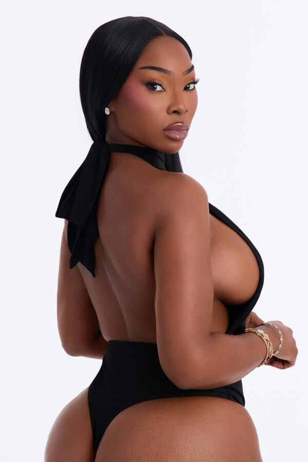 Mock-Neck Bodysuit in Black