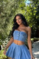 Square-Neck Skirt in Denim