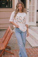 USA Crochet Patch Graphic Tee in White