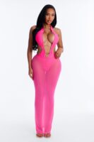 V-Neck Skirt in Pink