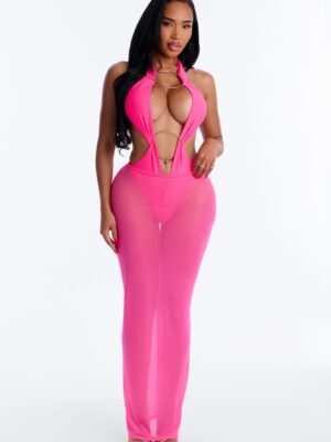 V-Neck Skirt in Pink