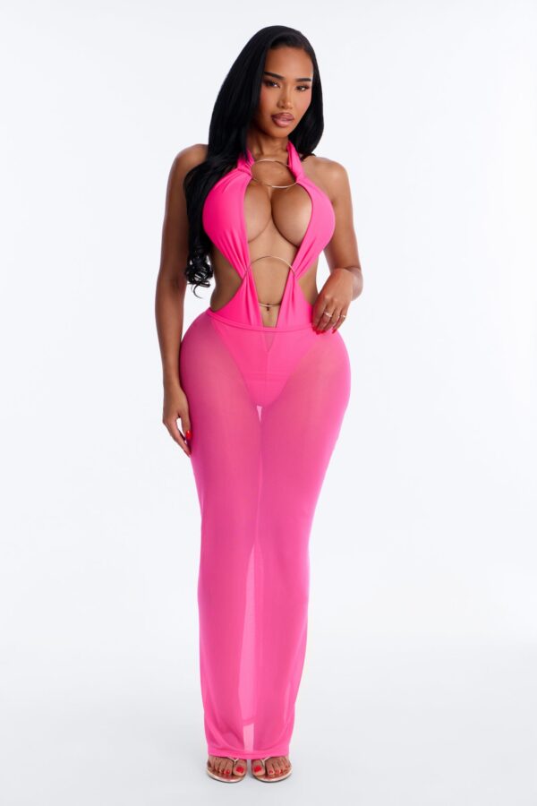 V-Neck Skirt in Pink