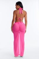 V-Neck Skirt in Pink