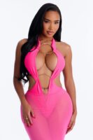 V-Neck Skirt in Pink