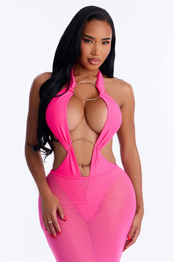 V-Neck Skirt in Pink