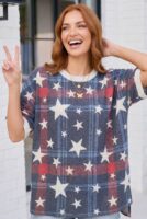 Navy Drop-Shoulder Top