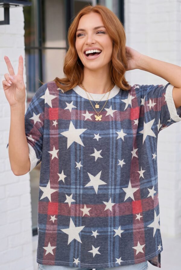 Navy Drop-Shoulder Top