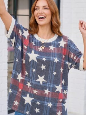 Navy Drop-Shoulder Top