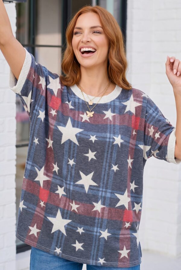 Navy Drop-Shoulder Top