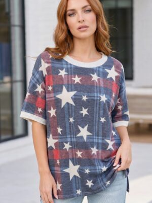 Navy Drop-Shoulder Top