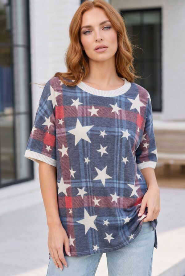Navy Drop-Shoulder Top