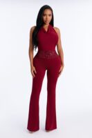 Cowl-Neck Jumpsuit in Burgundy
