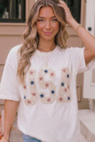 USA Crochet Patch Graphic Tee in White