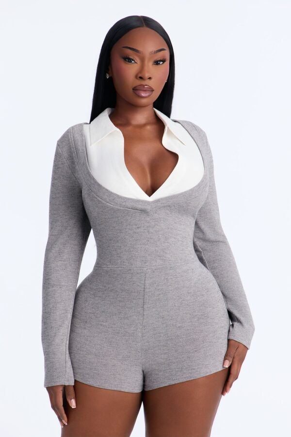 Gray Romper with contrast