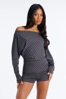 One-Shoulder Romper in Charcoal