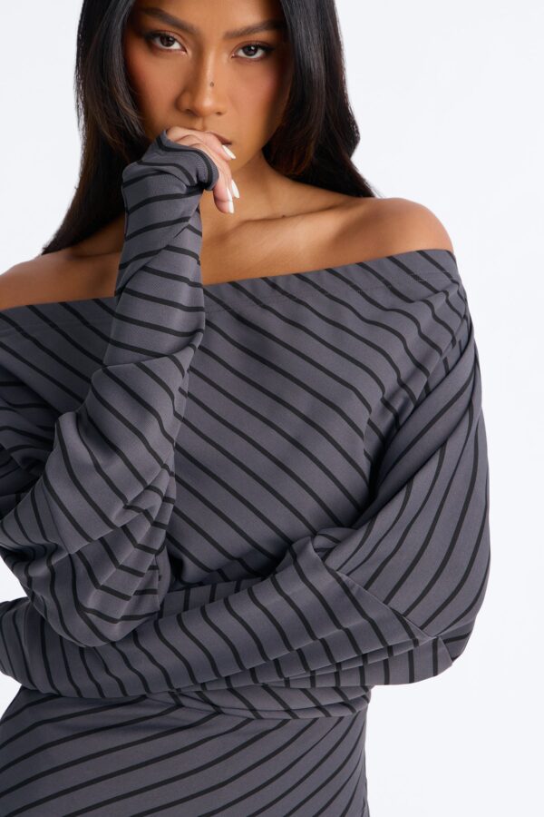 One-Shoulder Romper in Charcoal