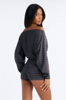 One-Shoulder Romper in Charcoal