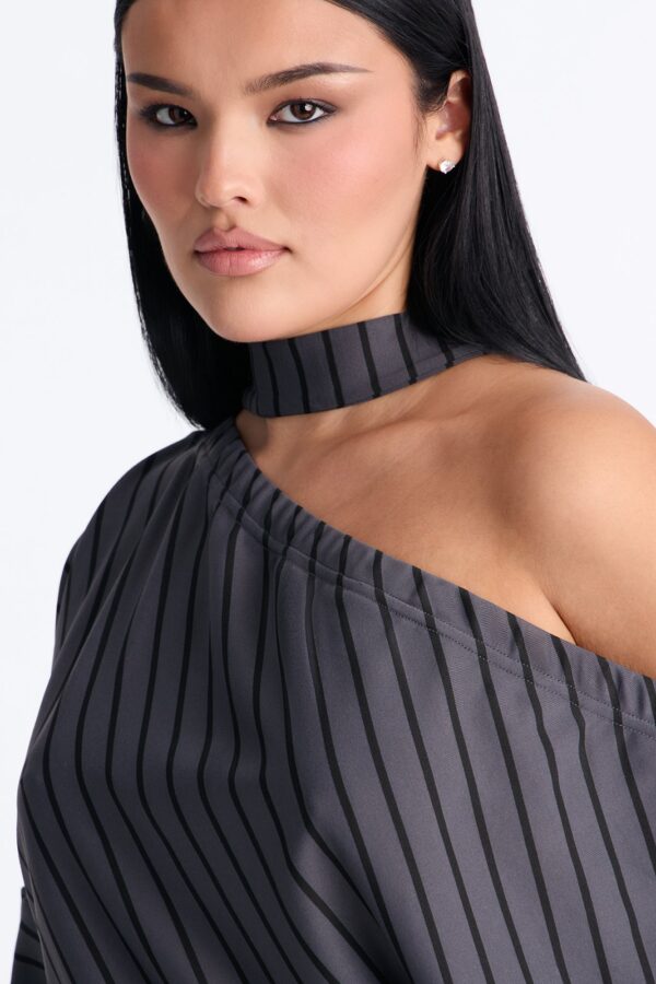 One-Shoulder Romper in Charcoal