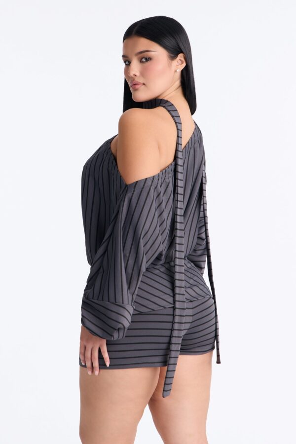 One-Shoulder Romper in Charcoal