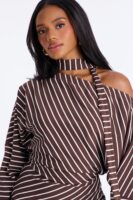 Chocolate Romper with one shoulder