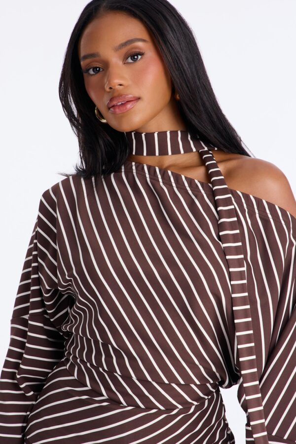 Chocolate Romper with one shoulder