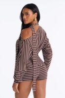 Chocolate Romper with one shoulder