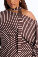 Chocolate Romper with one shoulder