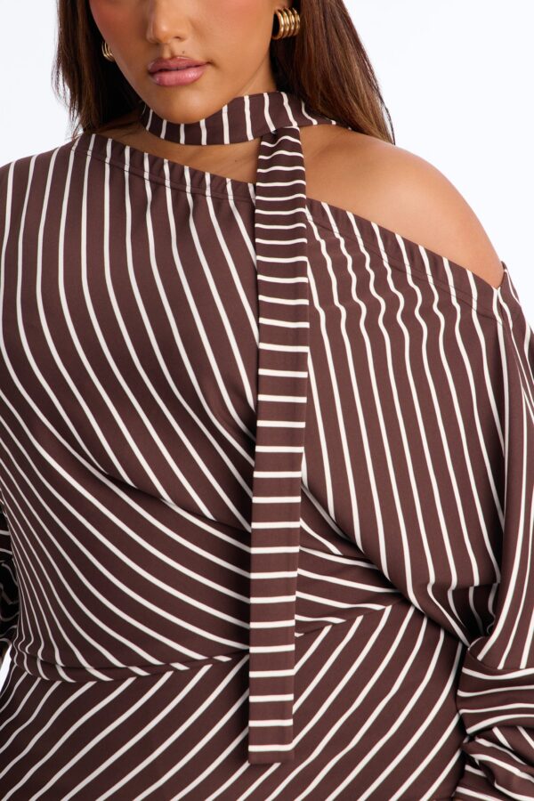 Chocolate Romper with one shoulder