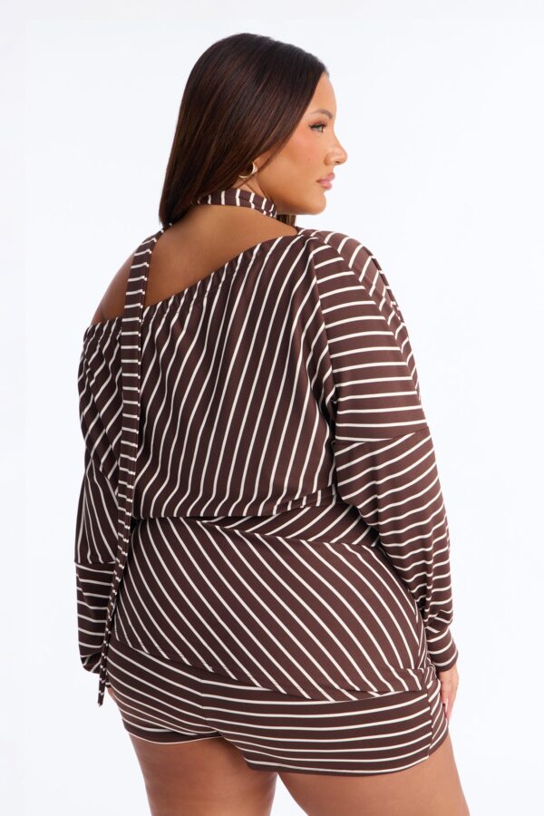 Chocolate Romper with one shoulder