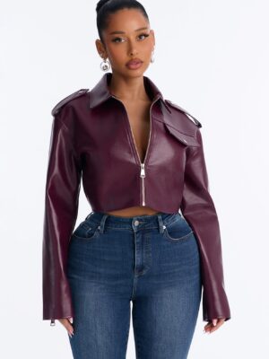 Burgundy Cropped Jacket