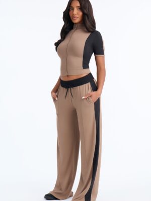 Taupe Pants with mock neck