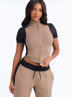 Taupe Pants with mock neck