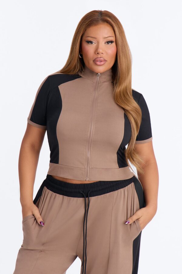 Taupe Pants with mock neck