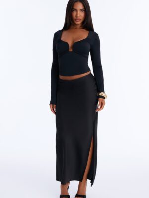 Satin Skirt in Black