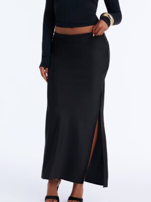 Satin Skirt in Black