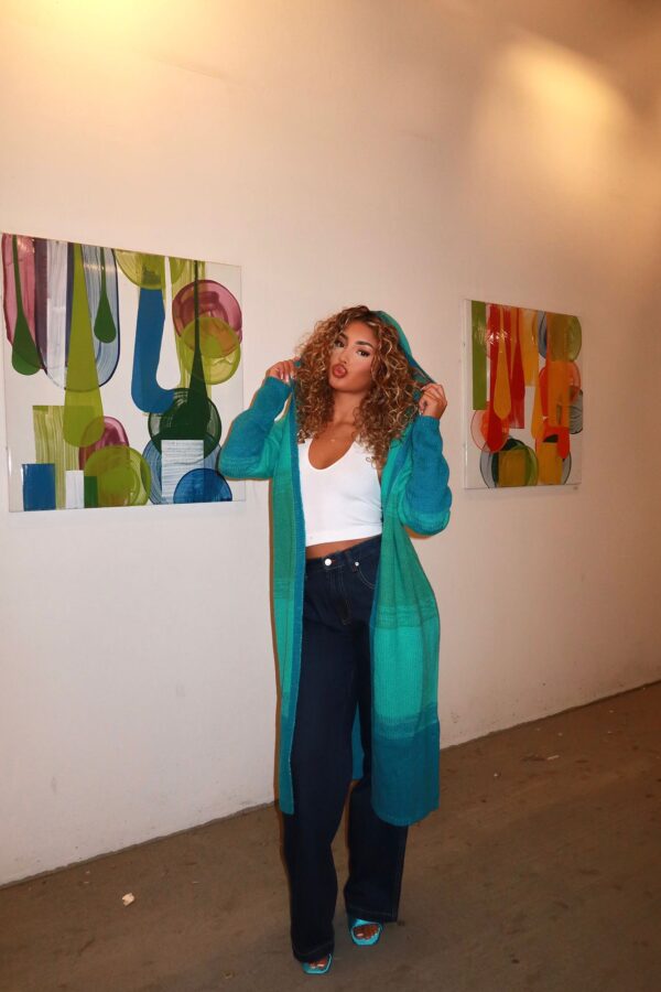 Ribbed Cardigan in Blue