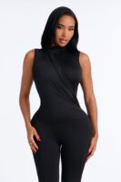 Mock-Neck Jumpsuit in Black