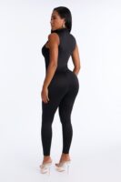 Mock-Neck Jumpsuit in Black