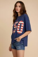 250 Americana Stripe Oversized Graphic Tee in Navy