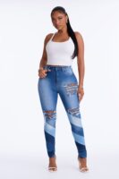 Flip Side Ripped High Rise Skinny Jean - Medium Wash