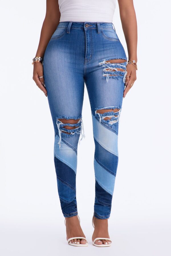 Flip Side Ripped High Rise Skinny Jean - Medium Wash