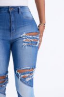 Flip Side Ripped High Rise Skinny Jean - Medium Wash