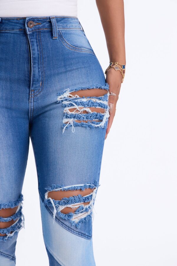 Flip Side Ripped High Rise Skinny Jean - Medium Wash
