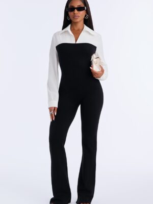 Contrast Jumpsuit in Black