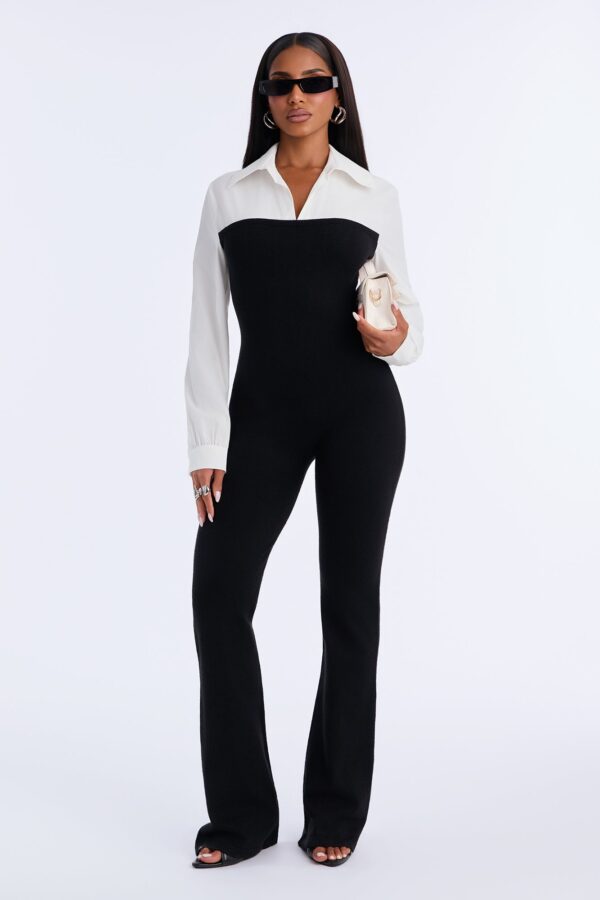 Contrast Jumpsuit in Black