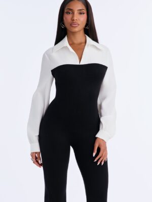 Contrast Jumpsuit in Black